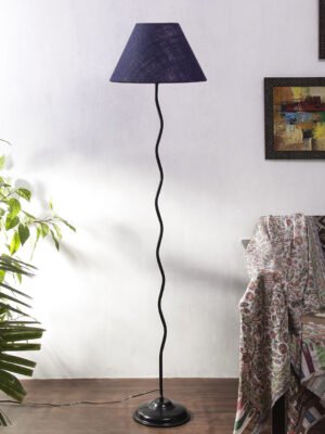 Ambika Home Blue Jute  Zig Zag Floor Lamp | Modern Standing Lamp for Living Room, Bedroom & Home Decor